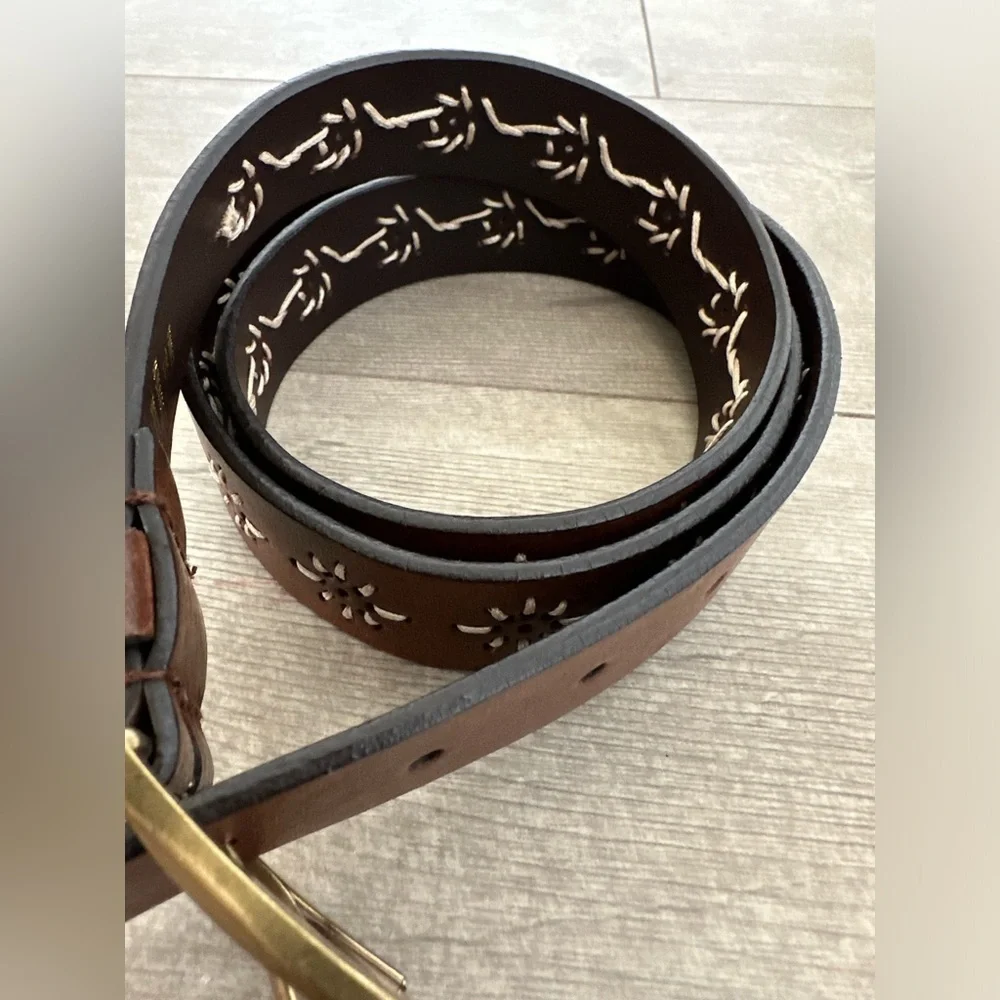 Boho embroidered genuine leather belt women’s 2XL